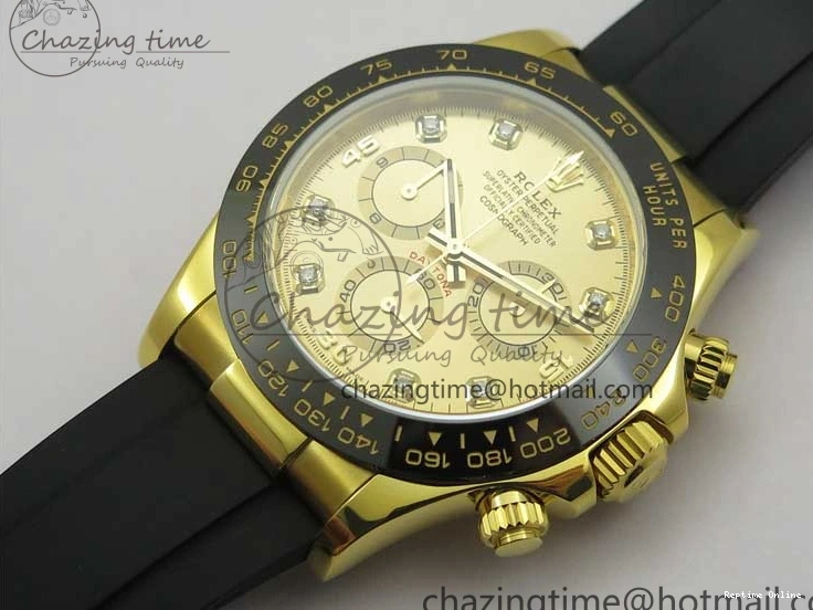 0412 Daytona 116518 Noob 1:1 Best Edition YG Plated 904L SS Case Goid Diamonds Dial on Black Rubber Strap SA4130 V4 (Free Extra Strap) Versatile 2587